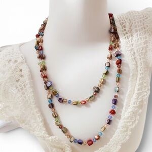 Multicolor Polished Stone Beaded Necklace NWT